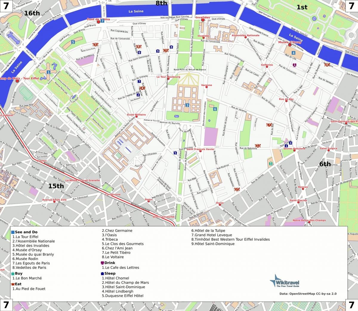 نقشه 7th, arrondissement پاریس