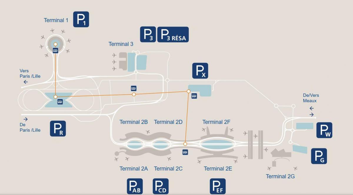 نقشه از CDG پارکینگ فرودگاه