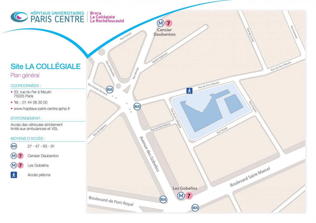 نقشه از La Collégiale بیمارستان