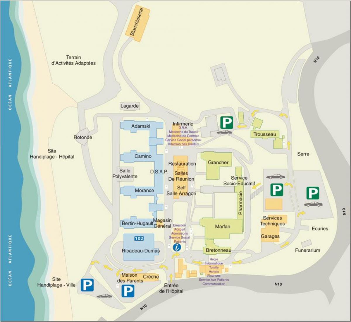نقشه از مارین د Hendaye بیمارستان
