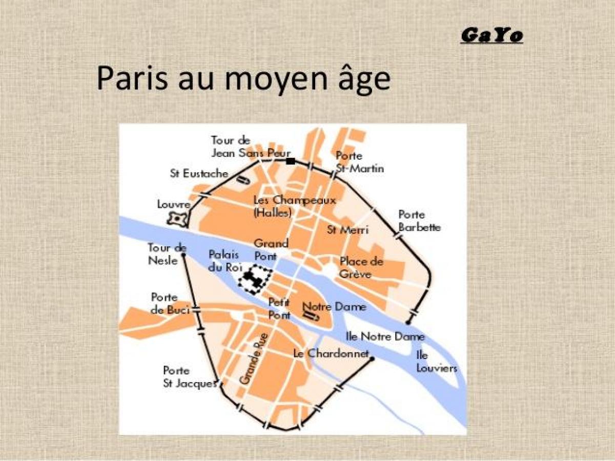 نقشه از پاریس در قرون وسطی