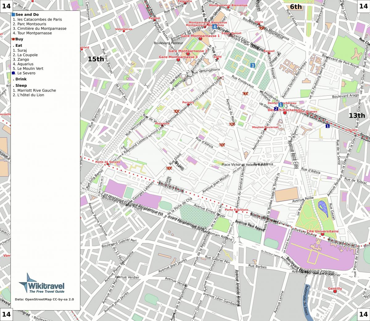 نقشه 14th, arrondissement پاریس