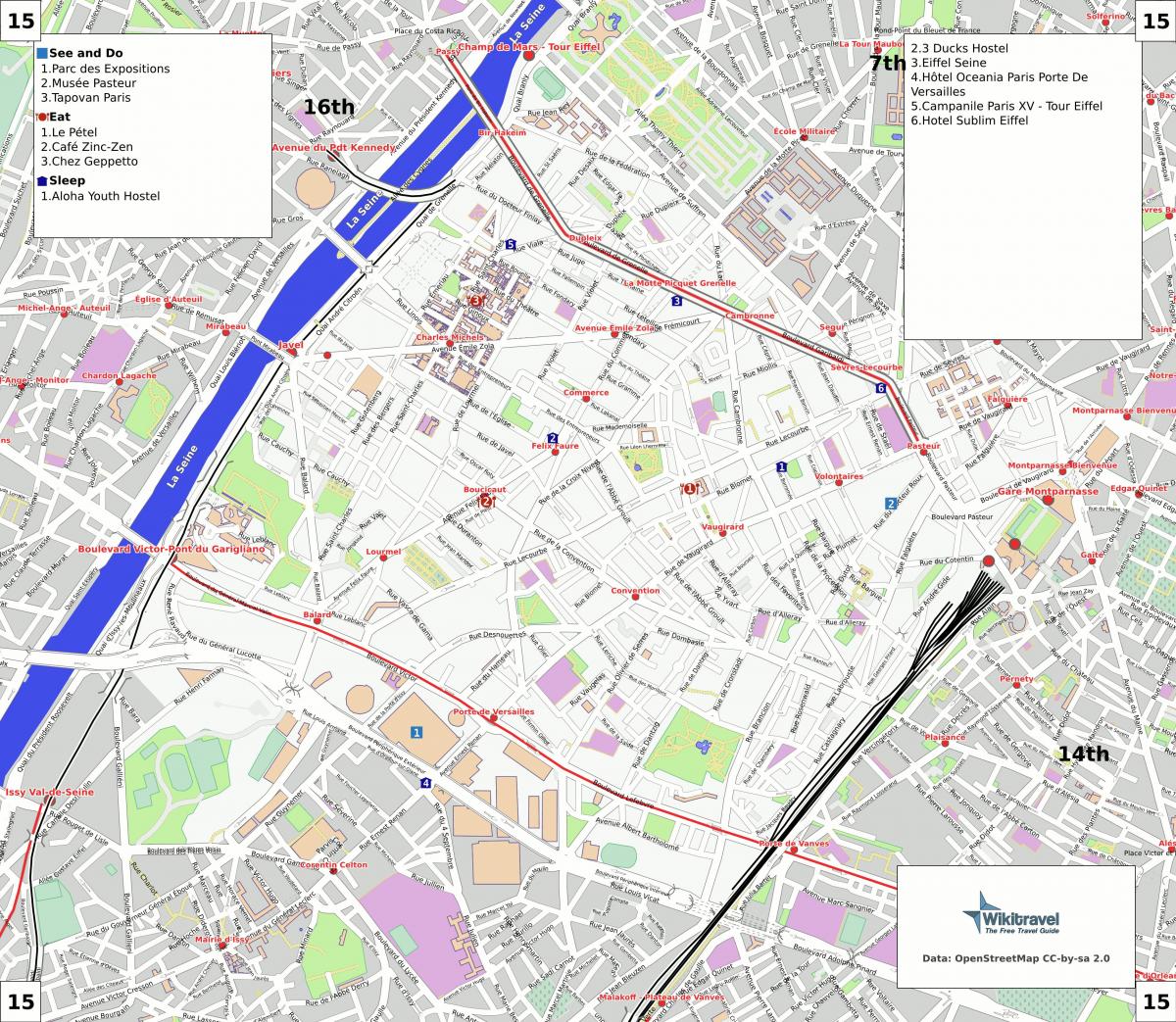 نقشه 15th, arrondissement پاریس