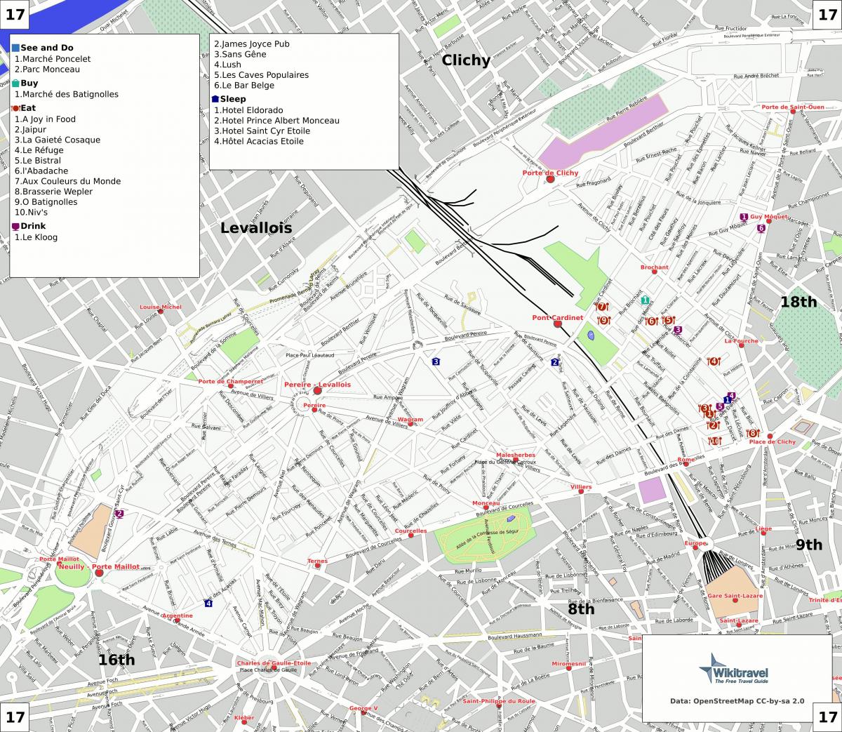 نقشه 17th, arrondissement پاریس