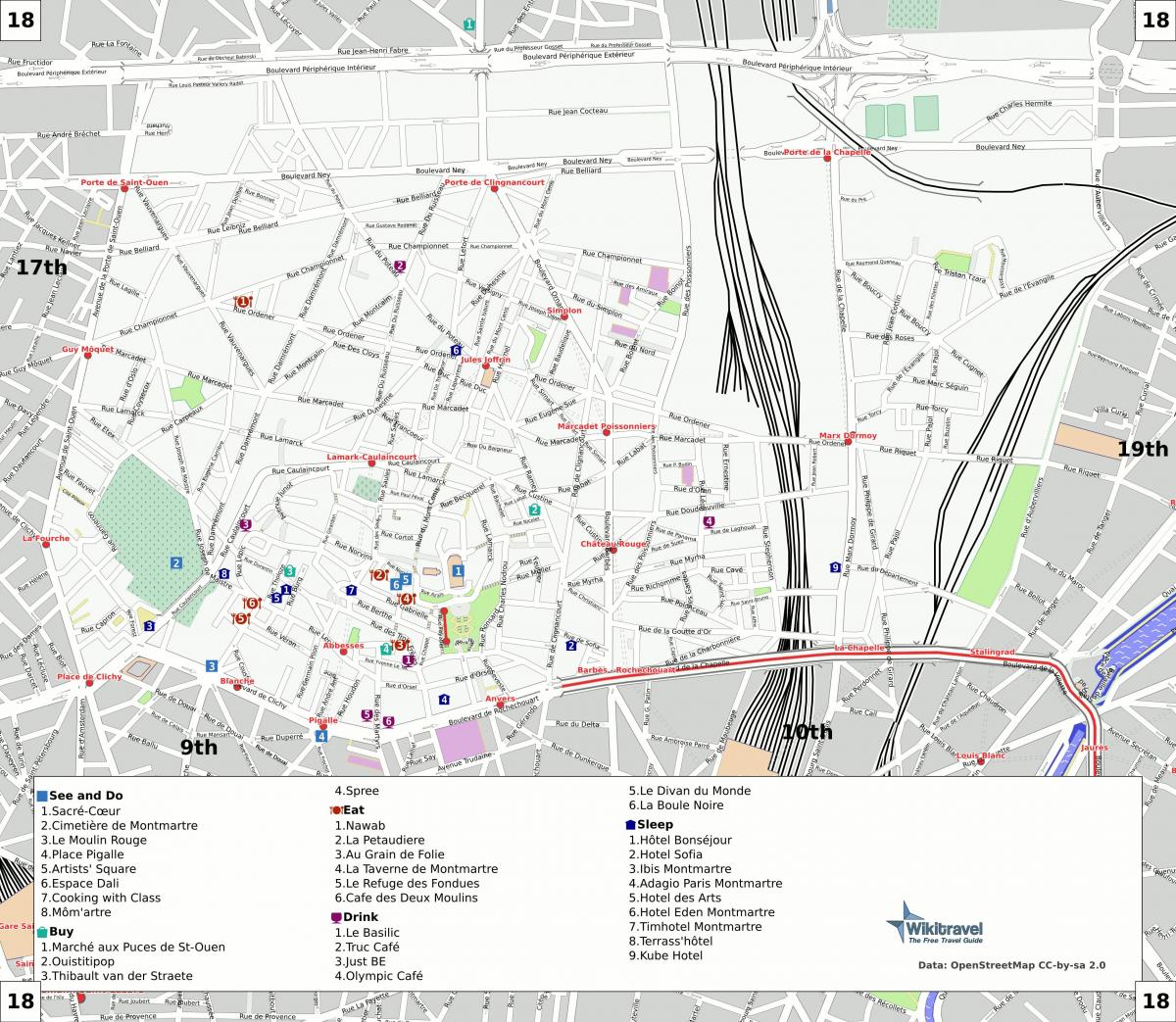 نقشه 18th, arrondissement پاریس
