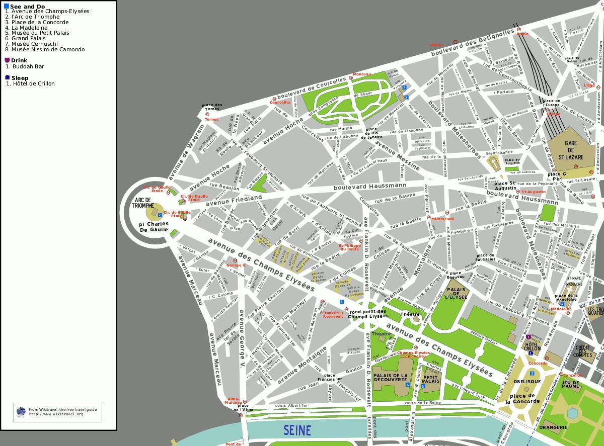 نقشه 8th, arrondissement پاریس