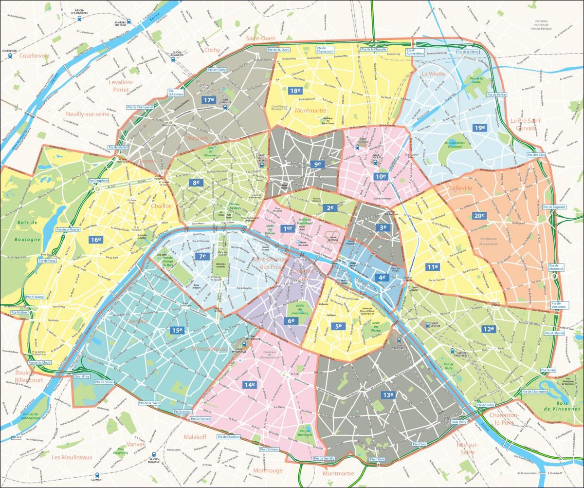 نقشه arrondissements پاریس