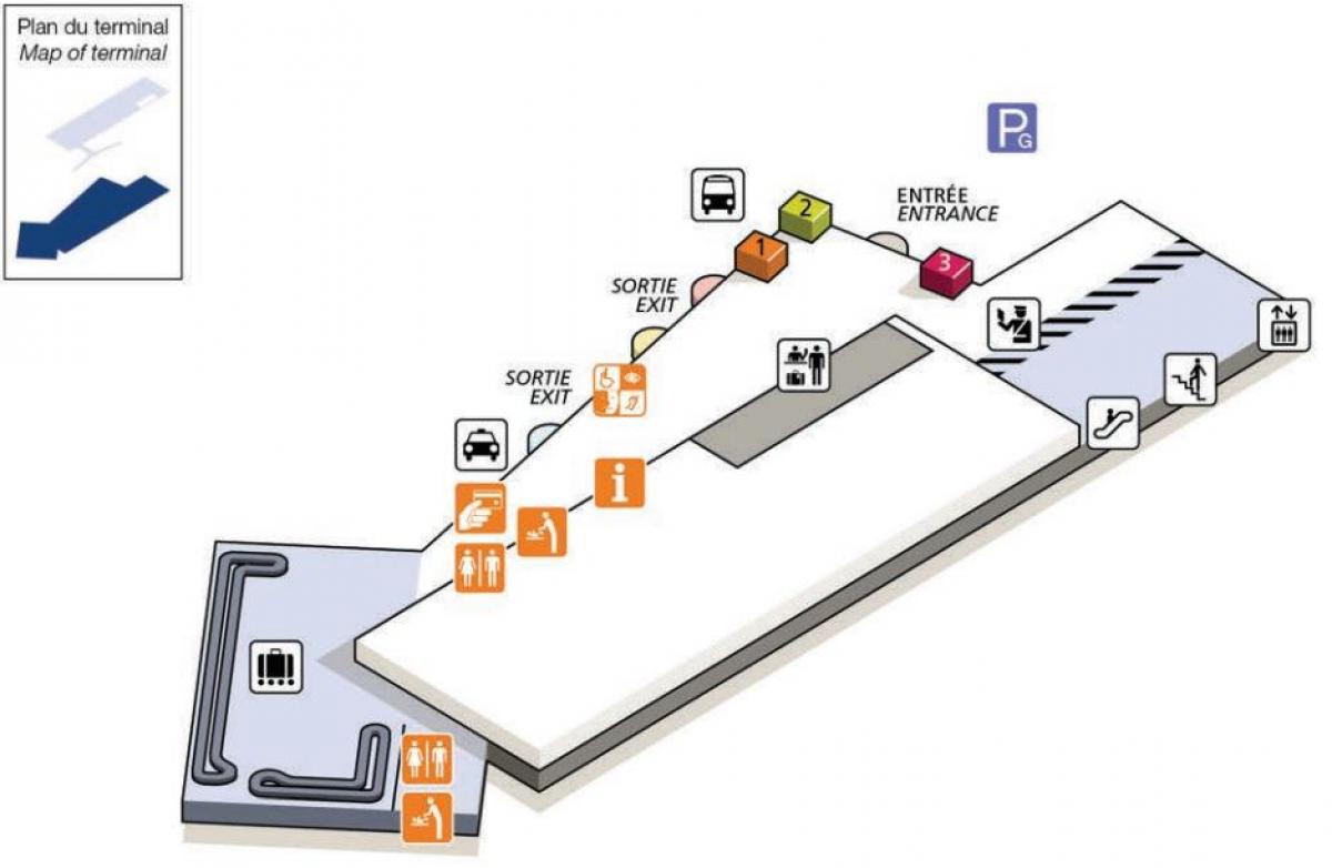 نقشه از CDG ترمینال فرودگاه 2G