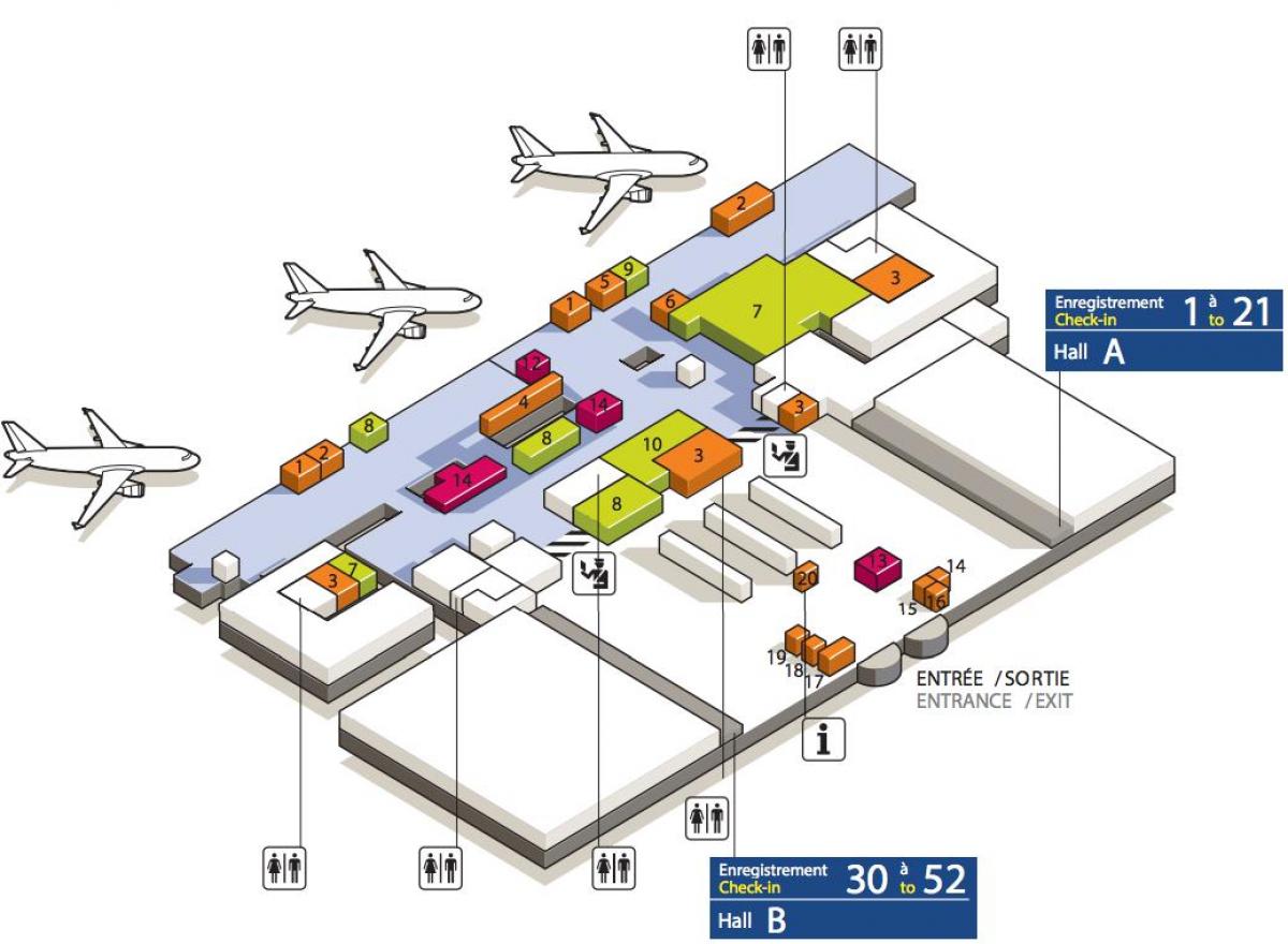 نقشه از CDG ترمینال فرودگاه 3