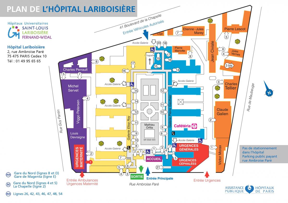 نقشه Lariboisiere بیمارستان