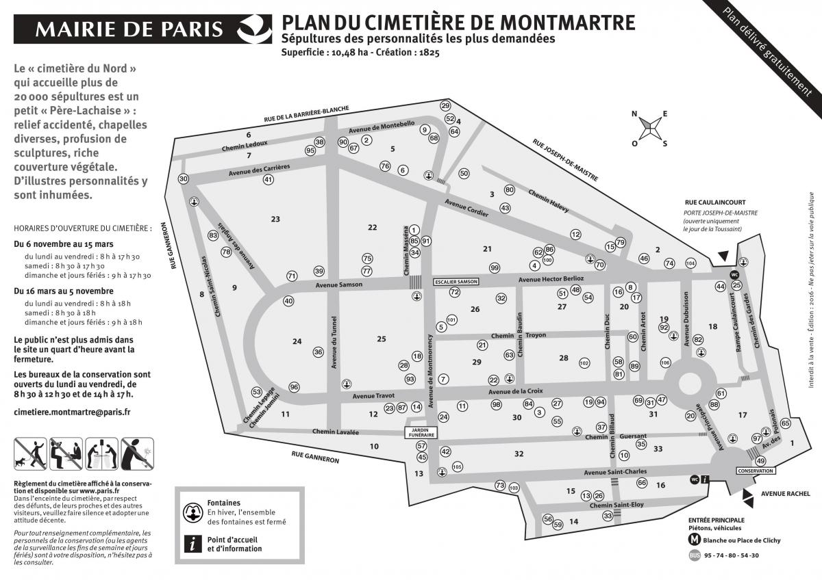 نقشه گورستان Montmartre