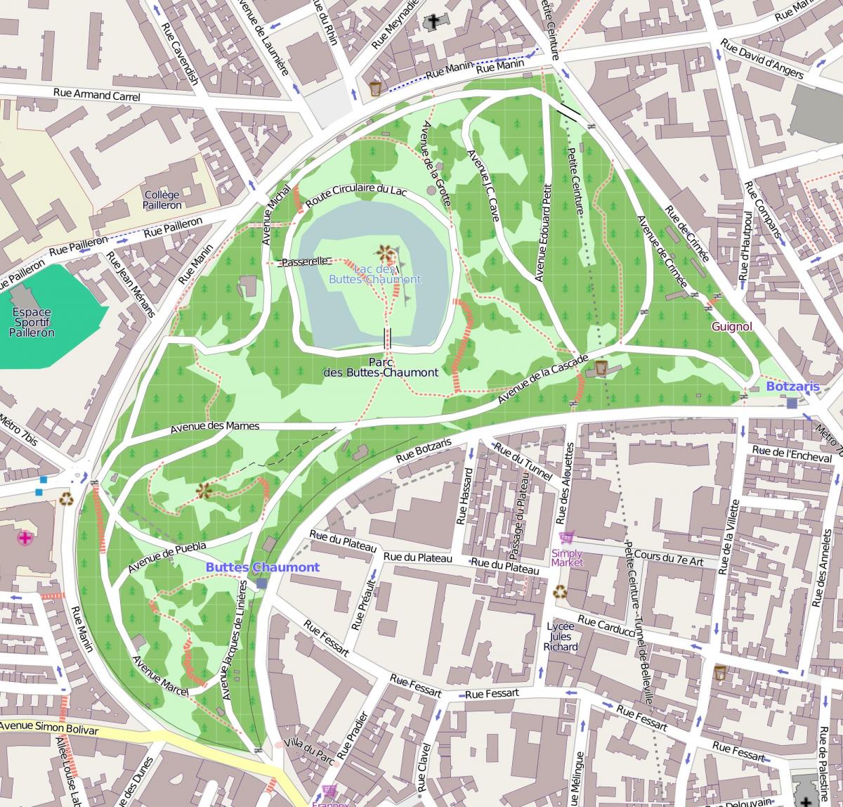 نقشه از Parc des Buttes-چومنت