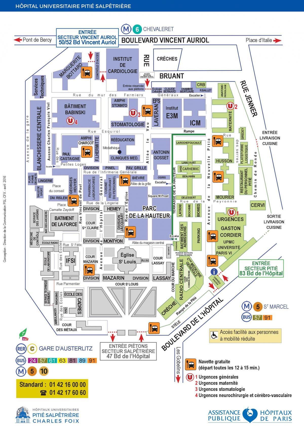 نقشه Pitie Salpetriere بیمارستان
