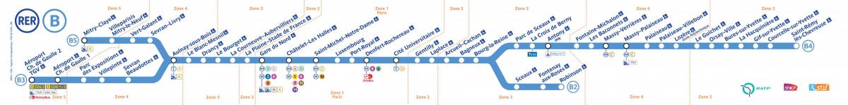 نقشه از RER B