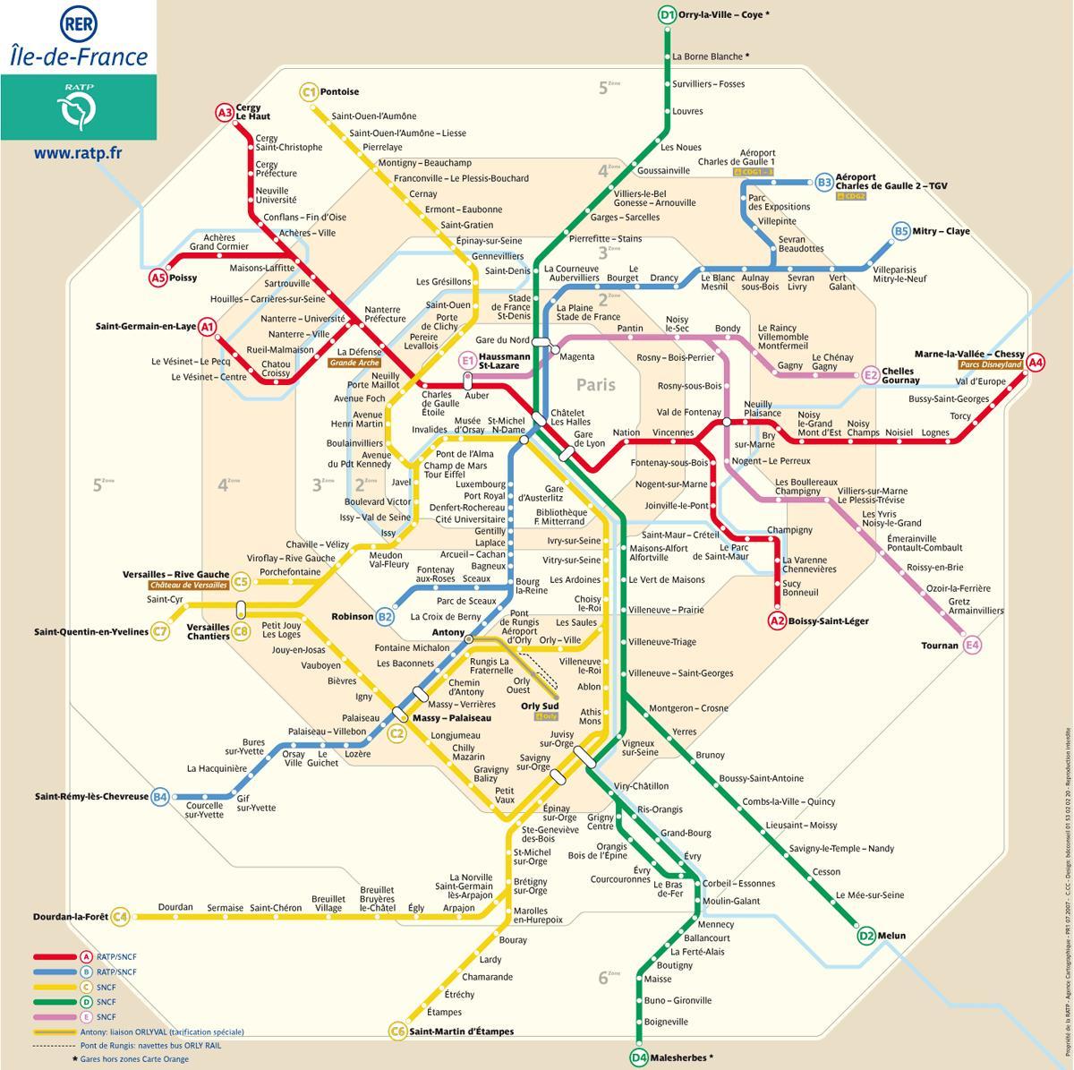 نقشه از RER A