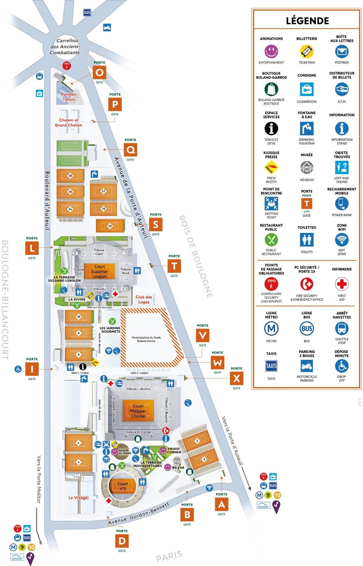 نقشه از Roland Garros