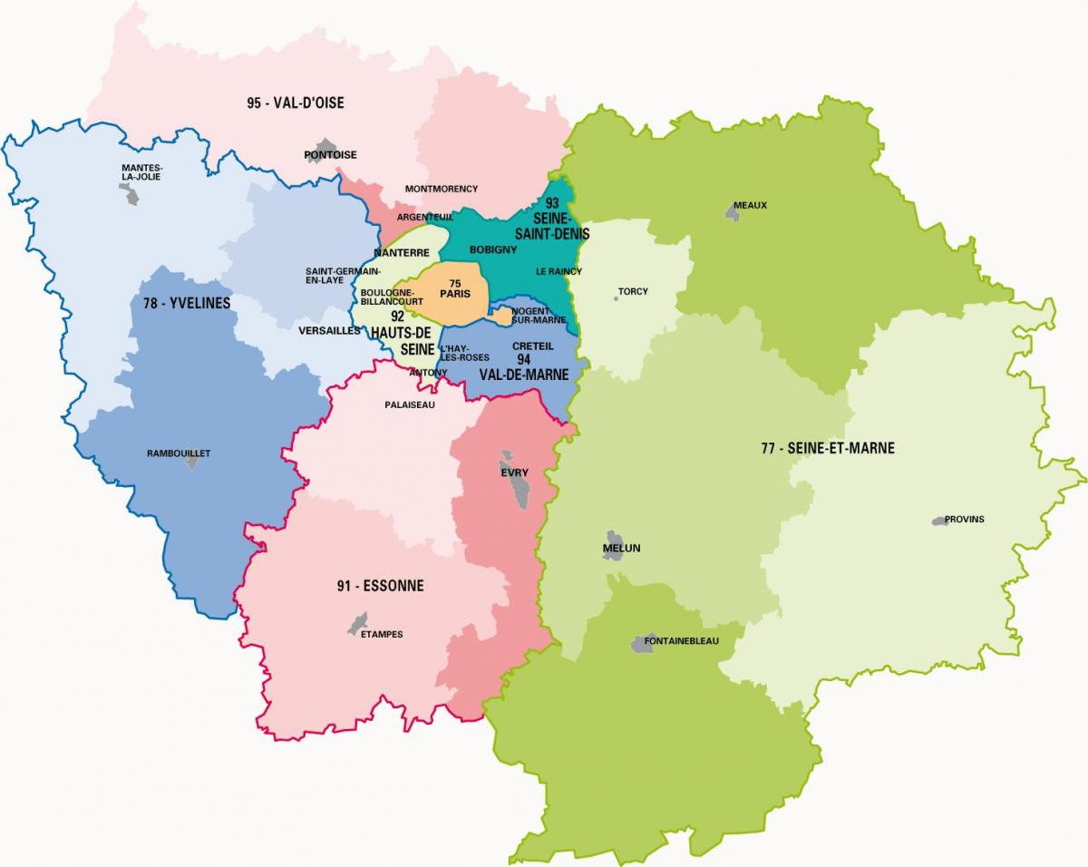 نقشه région parisienne