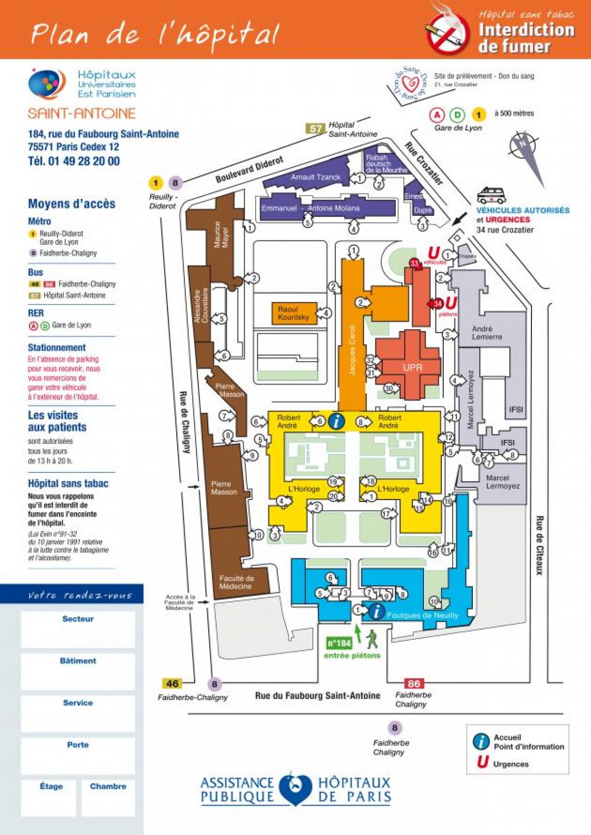 نقشه Saint-Antoine بیمارستان