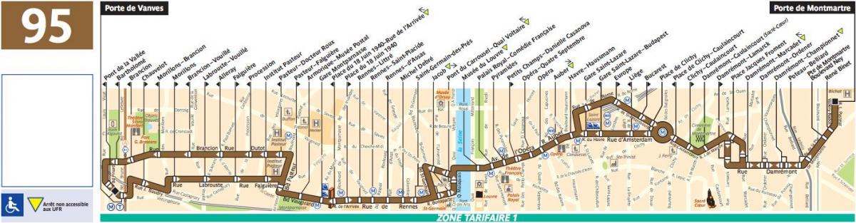نقشه اتوبوس پاریس خط 95