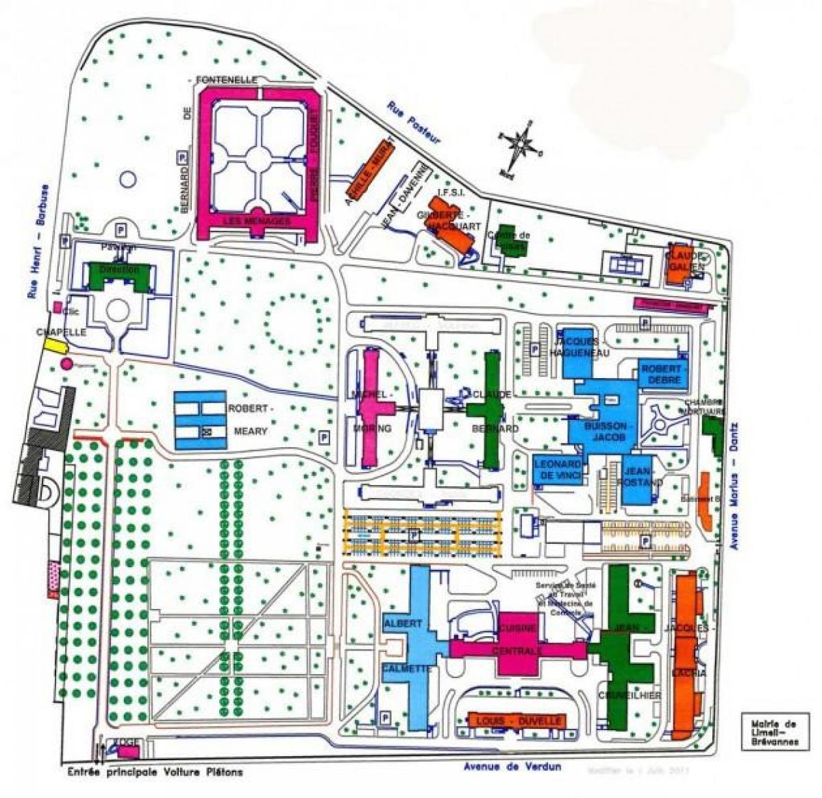نقشه از امیل-Roux بیمارستان