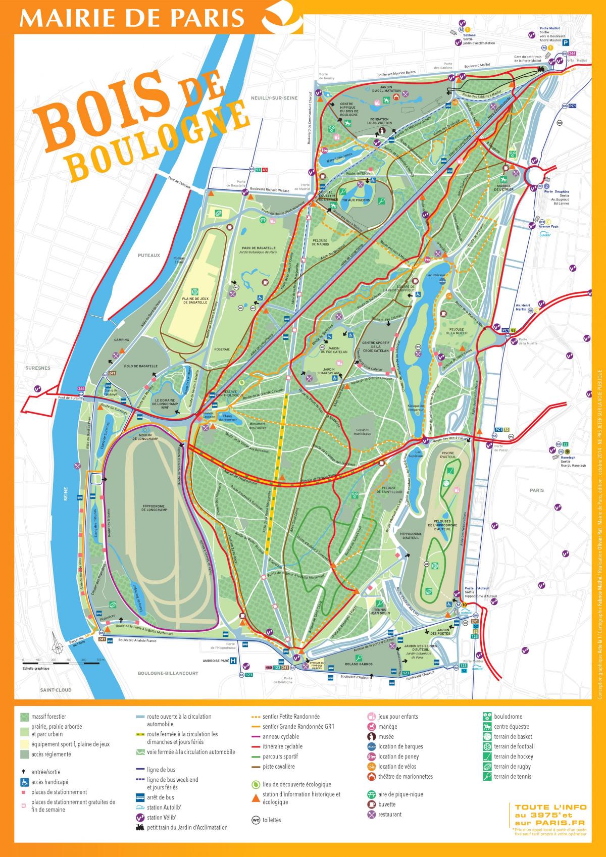 نقشه از Bois de Boulogne