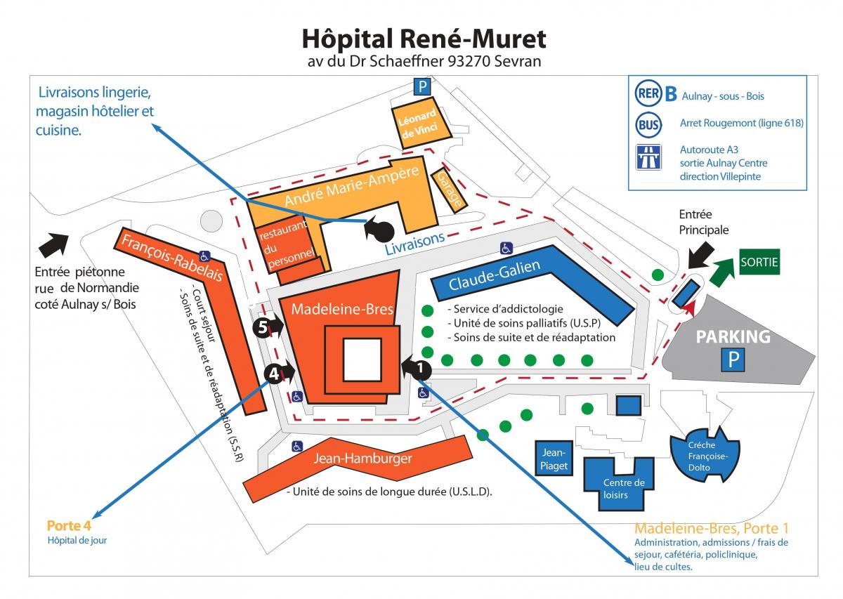 نقشه از رنه-موره بیمارستان