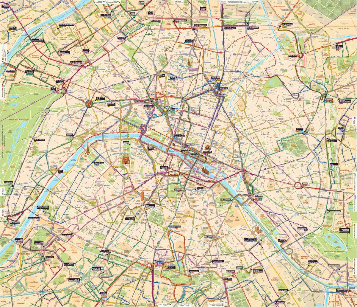 نقشه از پاریس اتوبوس