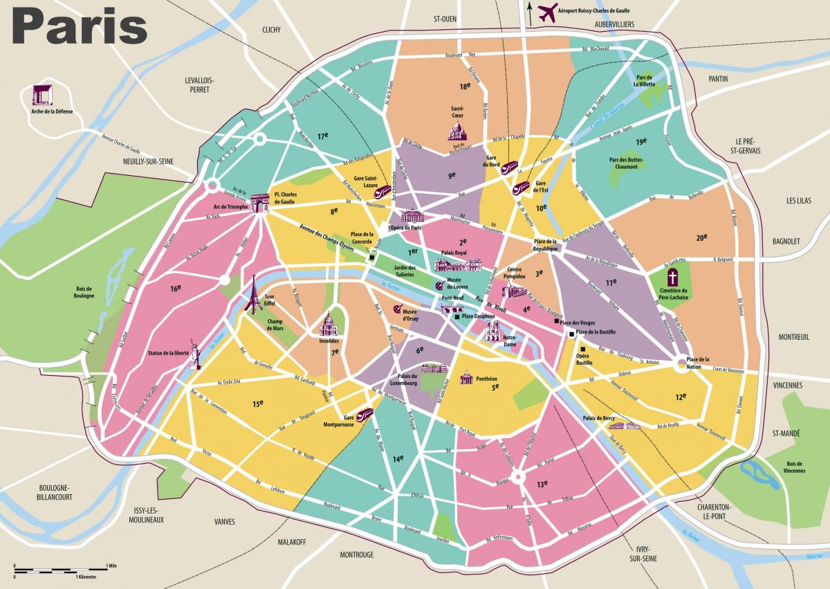 نقشه از پاریس جاذبه های