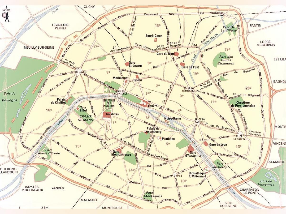 نقشه از پارک های پاریس