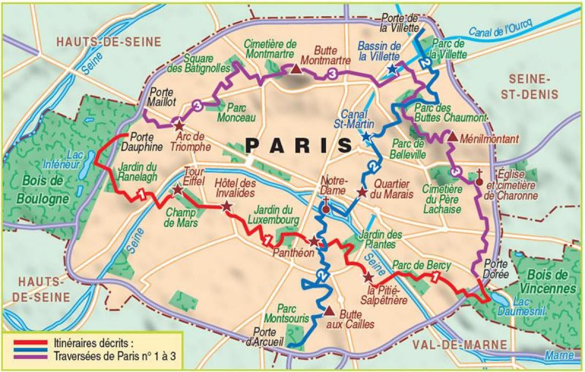 نقشه از پاریس, پیاده روی