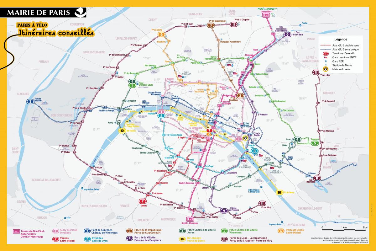 نقشه از پاریس دوچرخه سوار