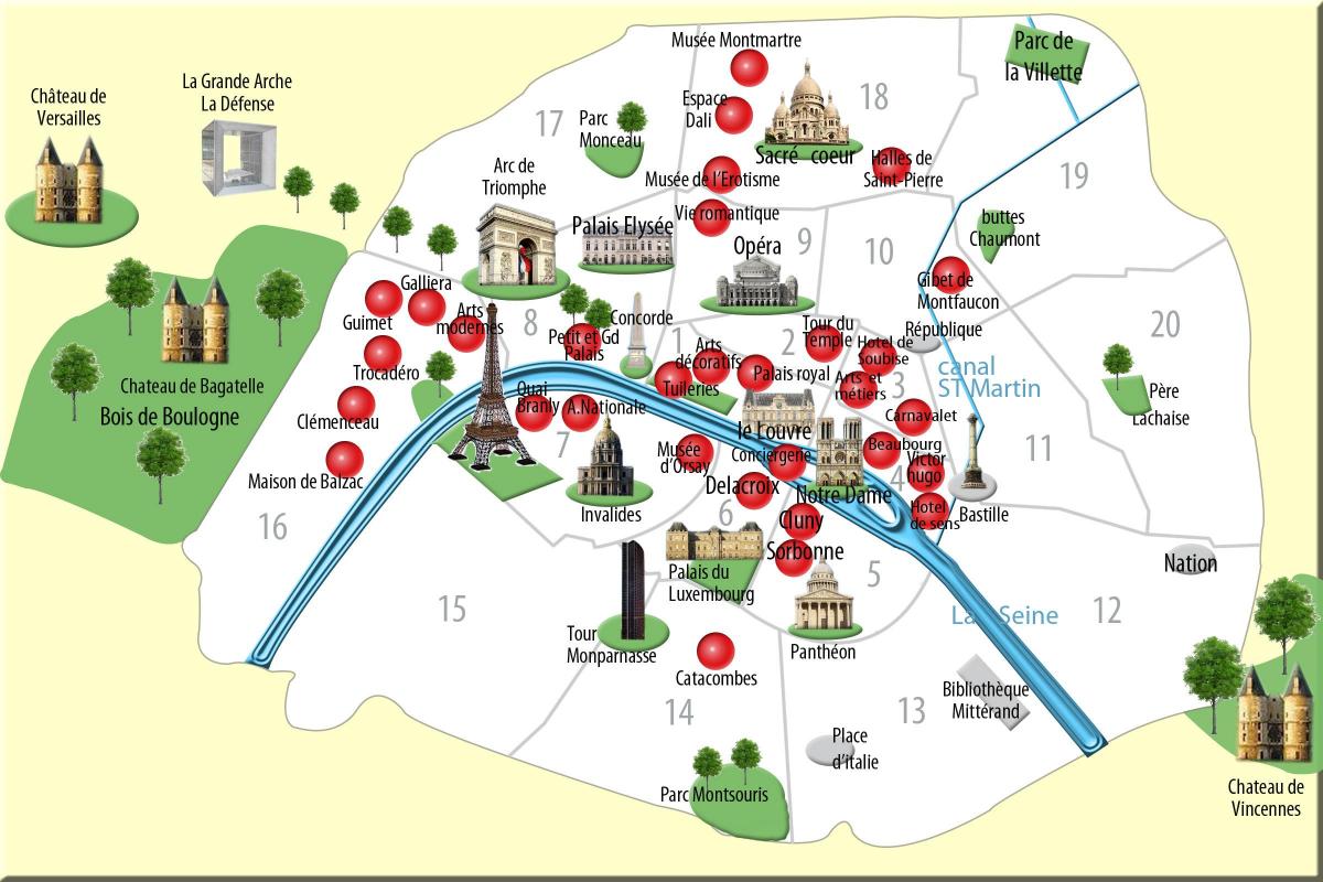 نقشه بناهای تاریخی پاریس