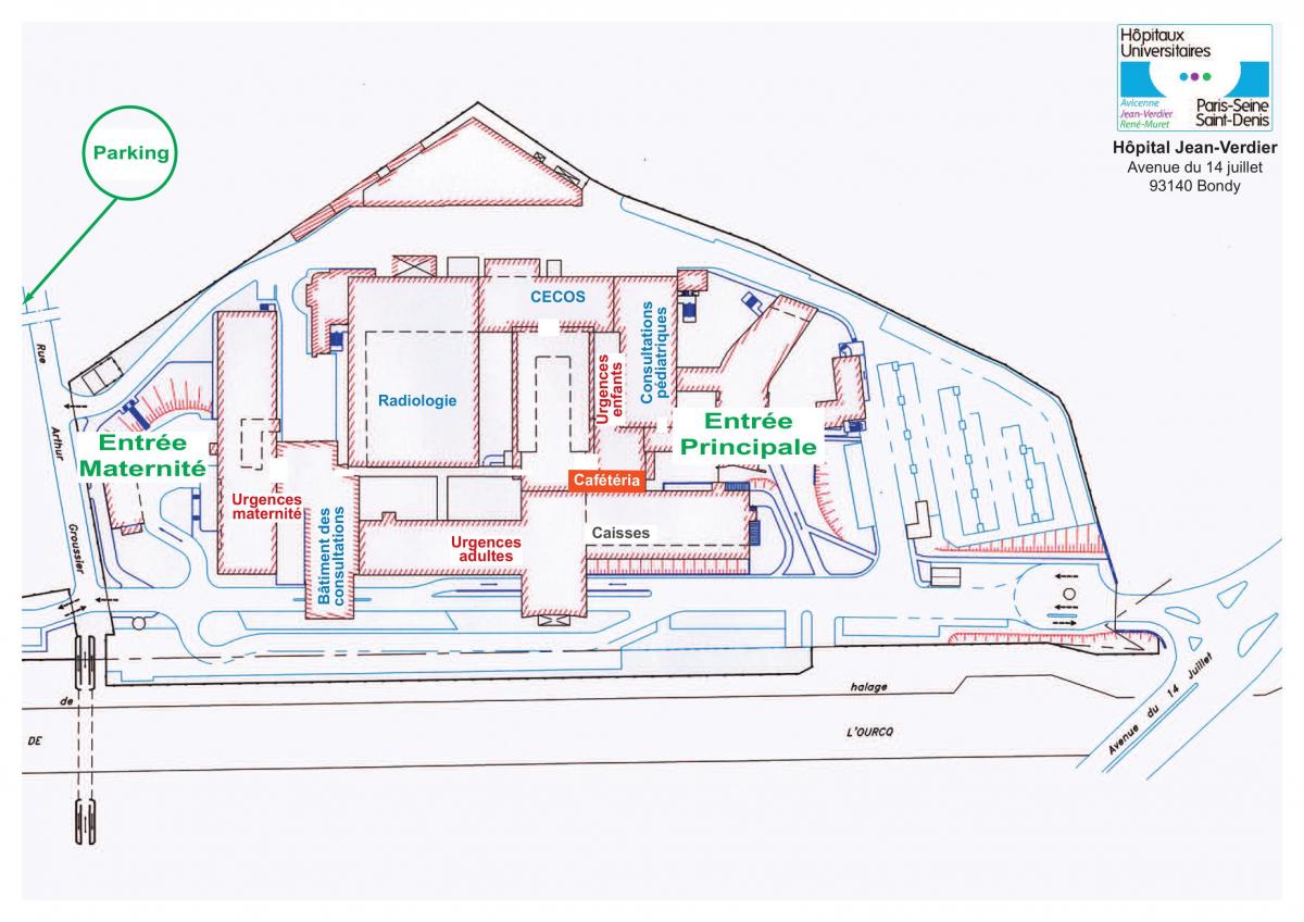 نقشه از ژان-Verdier بیمارستان