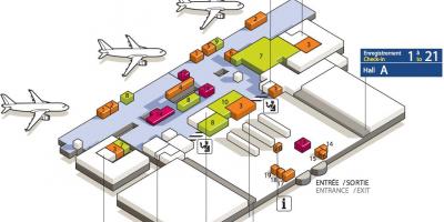 نقشه از CDG ترمینال فرودگاه 3
