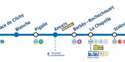 نقشه از پاریس مترو خط 2