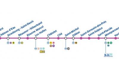 نقشه از پاریس مترو خط 4
