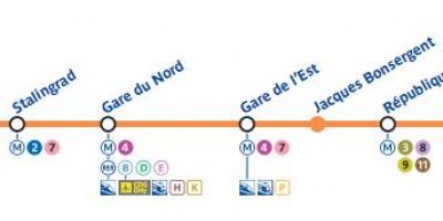 نقشه از پاریس مترو خط 5