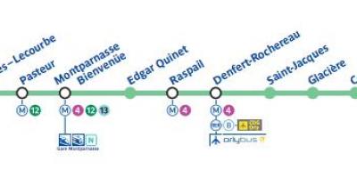 نقشه از پاریس مترو در خط 6